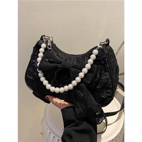 Bow Pearl Chain Crossbody Bag - Picture 3 of 7